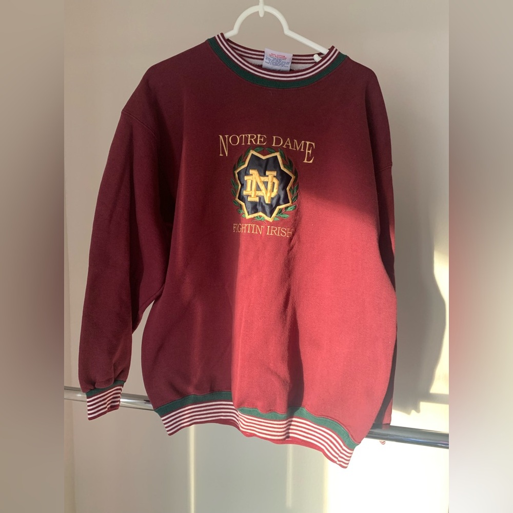 SOLD 90s Notre Dame Fightin' Irish Maroon Crewneck Sweatshirt